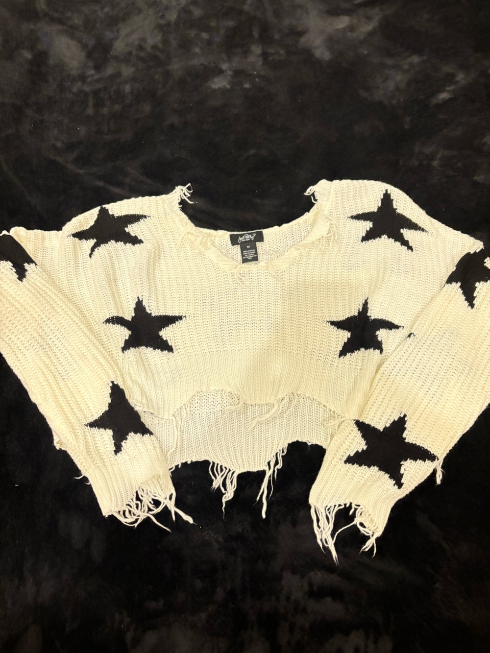 Just Breathe New York Cream Knit Sweater with Black Star